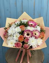 Букет цветов из:  Розы, Герберы и Хризантемы в Десногорске