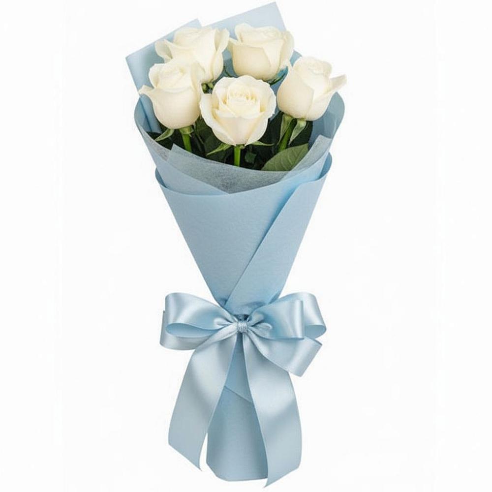 Букет 5 Белых роз Проуд в Десногорске