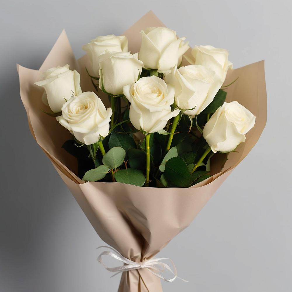 Букет 9 Белых роз Эдлесс Лав в Десногорске