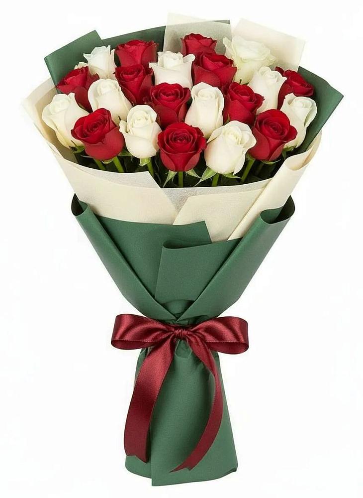 Букет Микс из красных и белых роз в Десногорске