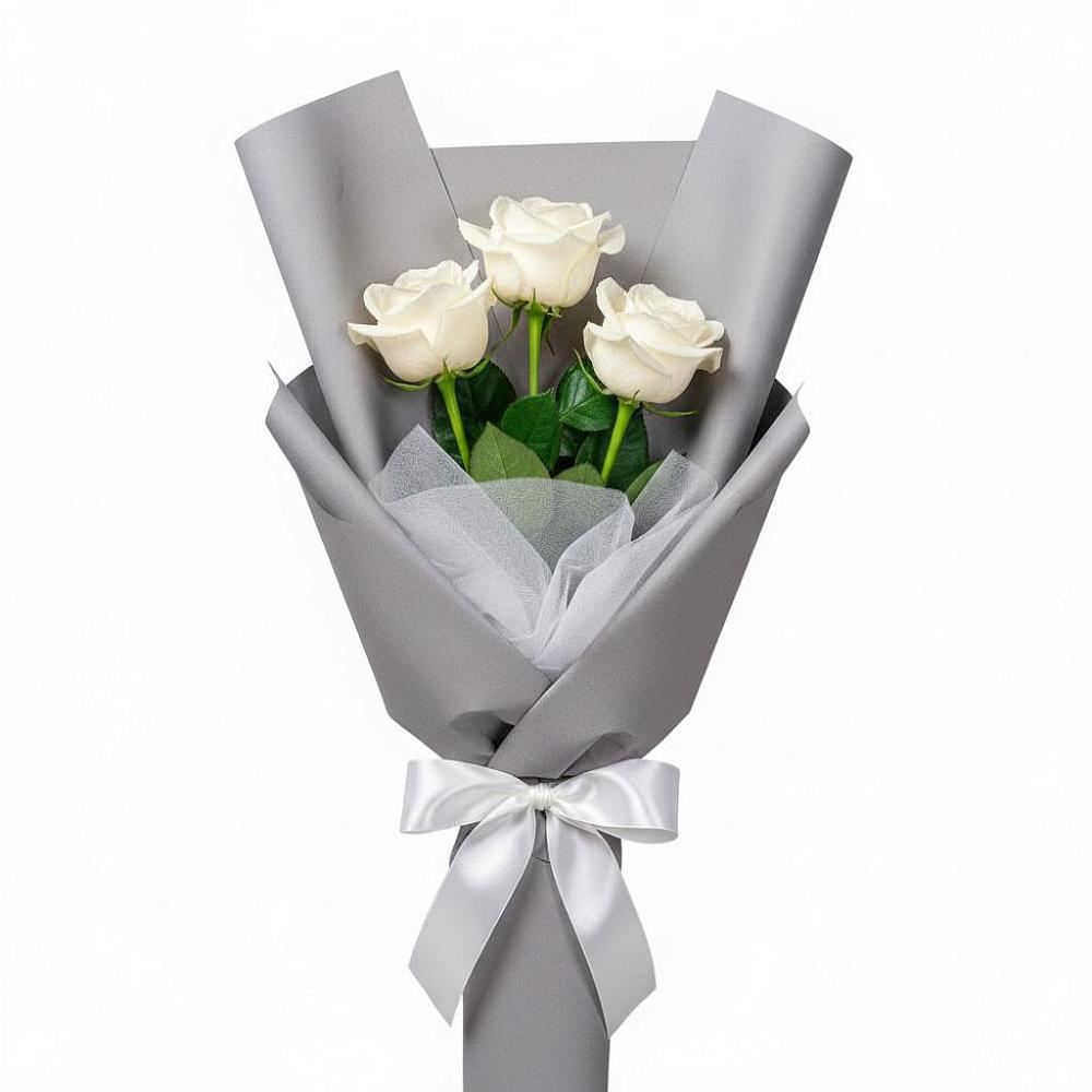 Букет 3 белые розы в Десногорске
