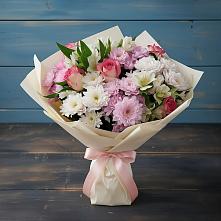 Букет цветов из:  Хризантемы, Альстромерии и Розы в Десногорске