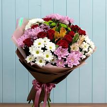 Букет цветов из:  Розы, Хризантемы и Альстромерии в Десногорске