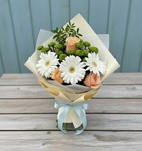 Букет цветов из:  Герберы, Розы и Хризантемы в Десногорске