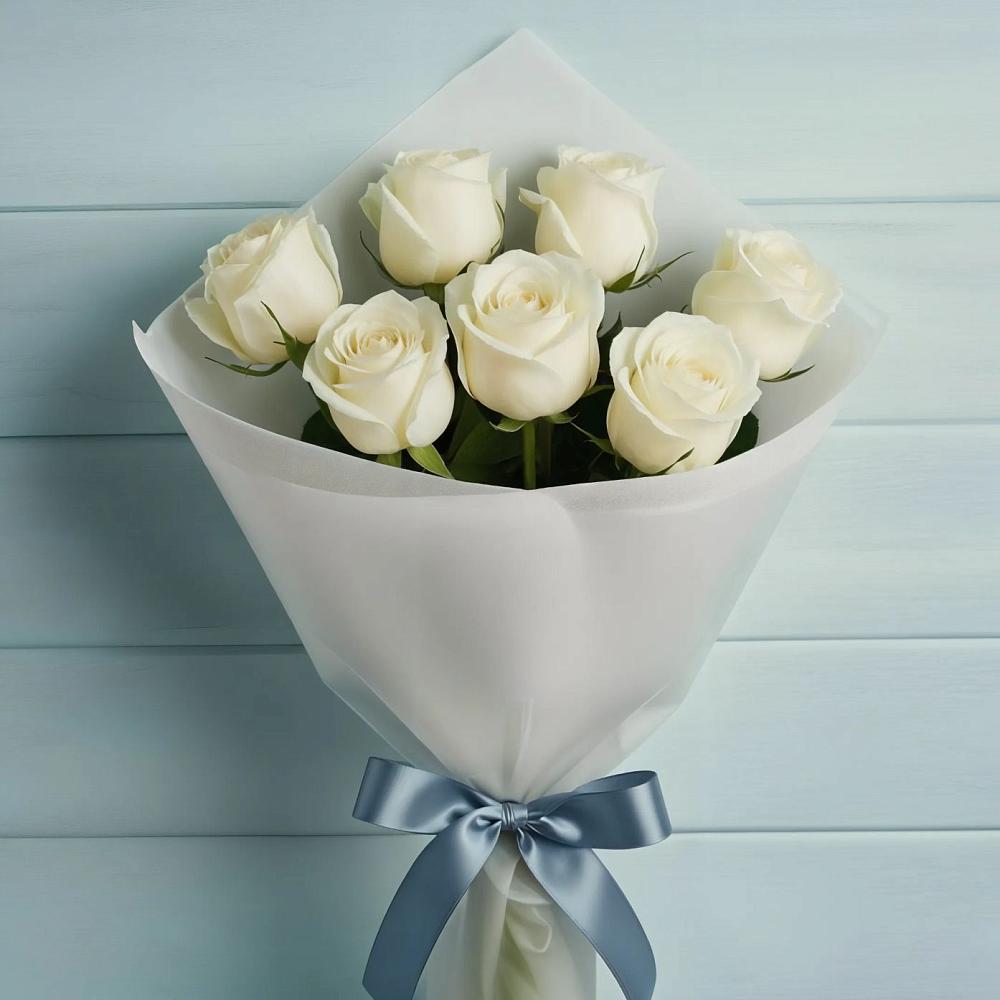Букет 7 Белых роз Эдлесс Лав в Десногорске